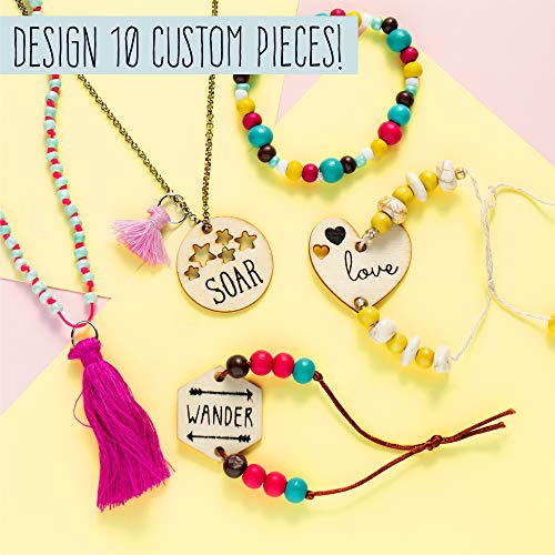 STMT DIY Wooden Charm & Tassel Jewelry Kit, Design & Create 10+ Accessories, Great Tween & Teen Bead Kit, Perfect for Sleepovers & Girl's Night, STMT