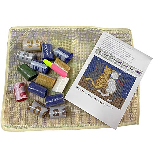 MeetBSelf Latch Hook Rug Kits Crocheting Carpet Rug Cats Acrylic Yarn Pre-Printed Canvas Cushion Mat Crochet Tapestry Sofa Decor MeetBSelf