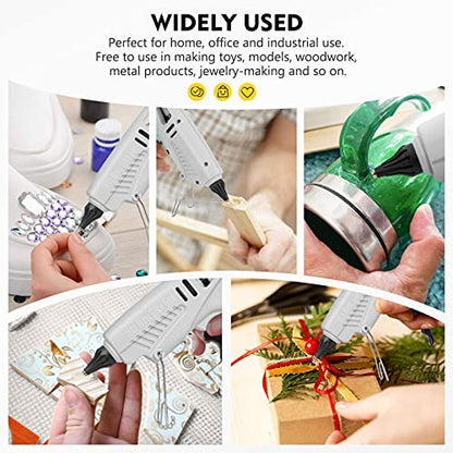 Magicfly 60/100W Hot Glue Gun Full Size with 15 Pcs Hot Glue Sticks (0.43 X 5.9 inch) and Carry Case, Dual Power High Temp Melt Glue Gun Kit with - WoodArtSupply