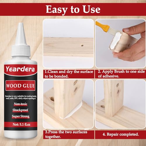 Yeardera Wood Glue, Professional Furniture Repair Glue, Clear Carpenter Glue, Strong Wood Glue for Crafts, Furniture, Wood Floor and Wood Products Yeardera