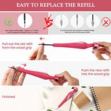 VIPbuy 2 Count 100% Handmade Wood Carved Gel Ink Pens -Novelty Refillable Writing Pens Office School Supplies Birthday Christmas Gift, Flamingo VIPbuy