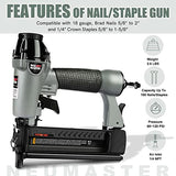 Pneumatic Brad Nailer, NEU MASTER 2 in 1 Nail Gun Staple Gun Fires 18 Gauge 2 Inch Brad Nails and Crown 1-5/8 inch Staples with Carrying Case and NEU MASTER
