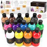 Nicpro 14 Colors 8.45oz Acrylic Pour Paint Supplies Kit, Large Volume Premixed High Flow Painting Bulk Set with Canvas, Wood Natural Slices, Pouring Nicpro
