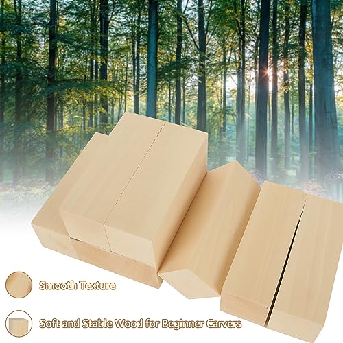 CYEAH 8 PCS Basswood Carving Block, 6 x 2 x 2 Inch Basswood for Wood Carving, Whittling Wood Carving Wood Blocks, Unfinished balsa Wood Blocks for CYEAH