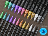 Acrylic Paint Markers Paint Pens Special Colors Set Extra Fine And Medium Tip Combo For Rock Painting, Canvas, Fabric, Glass, Mugs, Wood, Ceramics, TOOLI-ART