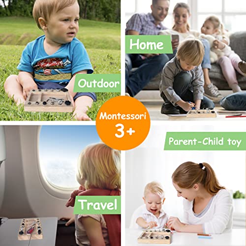 Montessori Screwdriver Board Set, Real 17 Pcs & 12 Holes Fine Motor Skills 3 4 5 +Kids Patience Basic Life Skill Educational Wooden STEM Toys for Deartisan