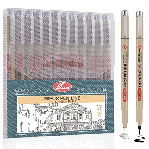 GETHPEN Black Micro-Pen Fineliner Ink Pens, Waterproof Archival Ink, Drawing Pens, Artist Illustration Pens, Multiliner, for Art Watercolor, GETHPEN