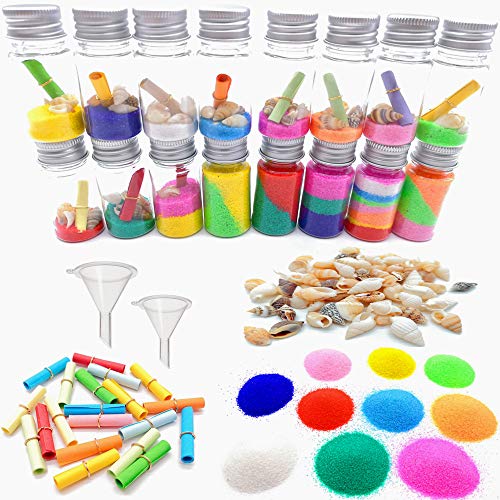 Guaishou DIY Sand Art and Crafts Kit Wishing Bottles Colorful Sands Beach Sea Shells Message Paper Guaishou