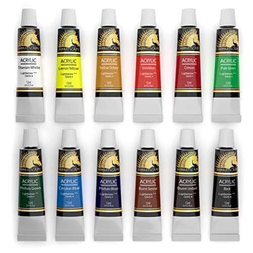 MyArtscape Acrylic Paint Set - 12 x 12ml Tubes - Lightfast - Heavy Body - WoodArtSupply