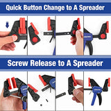 WORKPRO Mini Bar Clamps for Woodworking, 6"(2) and 4-1/2"(2), 4-Piece One-Handed Clamp/Spreader, Light-Duty Quick-Change F Clamp with 150lbs Load WORKPRO