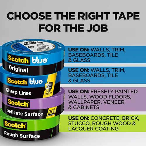 ScotchBlue Original Multi-Surface Painter's Tape, 1.88 Inches x 60 Yards, 2 Rolls, Blue, Paint Tape Protects Surfaces and Removes Easily, ScotchBlue