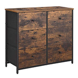 SONGMICS Dresser for Bedroom, Chest of Drawers, 6 Drawer Dresser, Closet Fabric Dresser with Metal Frame, Wooden Top and Front, Brown and Black SONGMICS