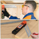 Digital Angle Finder Protractor 0-360 Degree T-Bevel Gauge & Protractor with Horizontal Vertical Bubble & Full LCD Display for Woodworking, Rainyb