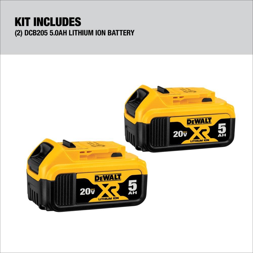 DEWALT 20V MAX Battery Charging Kit, Includes 2 Batteries, 5Ah, Includes Small Storage Bag (DCB205-2CK),Black - WoodArtSupply