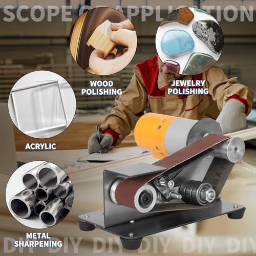 SI FANG Electric Mini Belt-Sander Polishing-Sharpening - Portable Sanding Machine Mini Bench Grinder Kit, 7 Speed Knife Sharpener for Making SI FANG