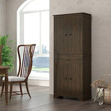 HOMCOM 72" Farmhouse Kitchen Pantry, 4-Door Rustic Storage Cabinet with Drawer and 3 Shelves, Walnut HOMCOM
