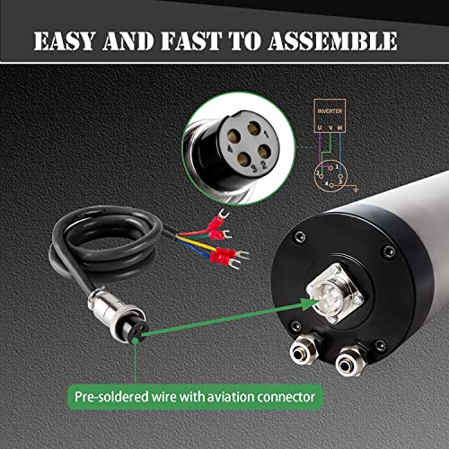 CNC Spindle Motor Kits, 110V 2.2KW 80mm Water Cooled Spindle Motor CNC motor +110V 2.2KW VFD+Clamp Mount +Water Pump+ Water pipe+ER20 Collet set + Zhong Hua Jiang