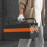 Nightcore 27” x 21” x 8.5” Metal Tool Box, 5-Tray Cantilever Tool Box with 3 Levels Fold Out Organizer Storage, Portable Folding Tool Organizer with Generic