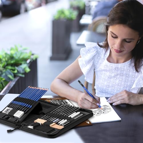 Art Supplies, Sketching & Drawing Pencils Art Kit with 2 Sketch Pads, Professional Artists Drawing Supplies Set Includes Graphite, Charcoals, Kneaded VigorFun