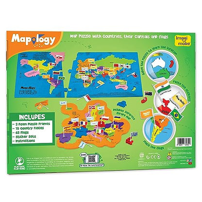 Imagimake Mapology World Map Puzzle - Includes Country Flags & Capitals | Educational Toys for Kids 5-7 | Fun Jigsaw Puzzle for Girls & Boys Toy Age - WoodArtSupply