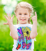 Splat Planet Butterflies T-Shirt with 10 Non-Toxic Washable Magic Markers - Color in and Wash Out and Color in Again T-Shirt (9-11 Years) White Splat Planet