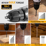 Cordless Drill Tool Kit Set: 20V Power Drill Tool Box with Battery Electric Drill Driver for Men Home Hand Repair Basic Toolbox Tools Sets Drills DEKOPRO