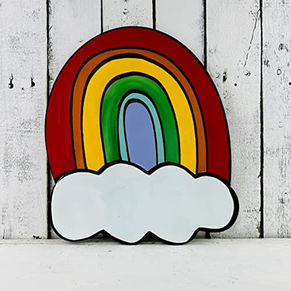 Rainbow with Clouds, Engraved Shape MDF Wooden Craft, Unfinished Craft, DIY Craft Art, Build-A-Cross