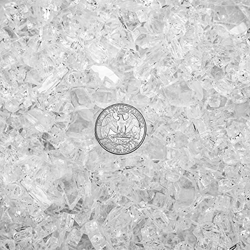 Onlyfire 10-Pounds Regular Fire Glass for Natural or Propane Fire Pit Fireplace & Landscaping, 1/4-Inch High Luster Platinum onlyfire