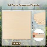 Basswood Sheets 1/8 x 12 x 12 inch - 3mm Basswood Sheets Plywood Sheets Balsa Wood, 24Pcs Square Unfinished Wood Board for DIY Crafts, Laser Cutting, Adrattnay