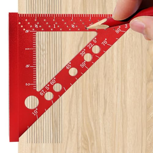 JCFANTS Small Square Ruler Small Carpenter Square Miter Triangle Ruler Mini Carpenter Square with Fixed Miter Angle Pin for Woodworking Furniture JCFANTS