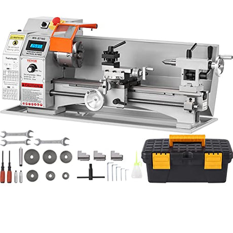 VEVOR Mini Metal Lathe Machine, 7'' x 16'', 800W Precision Benchtop Power Metal Lathe, 150-2500 RPM Continuously Variable Speed, with 3.9'' 3-jaw VEVOR