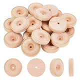 OLYCRAFT 20Pcs Wood Craft Wheels 2x0.5 Inch Unfinshed Wooden Wheels Small Wood Wheels Treaded Wooden Tools Wheel with 0.2 Inch/6mm Hole for DIY Small OLYCRAFT
