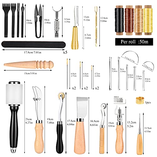 Leather Working Tools Kit, Leathercraft Kit Include Leather Tool Holder, Leather Rivets and Snaps Set, Leather Stamping Tools, Leather Crafting Tools - WoodArtSupply