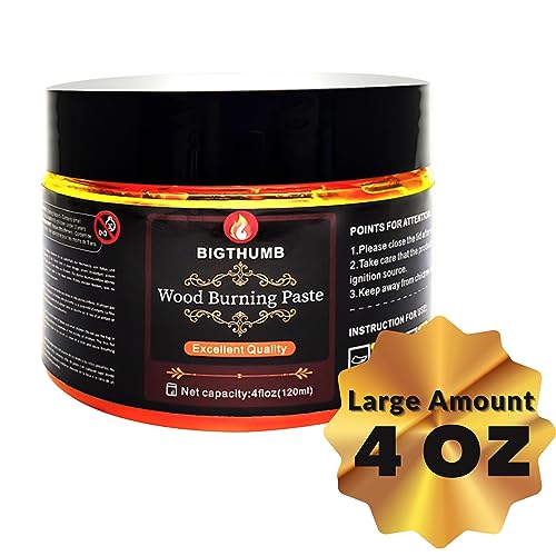 Bigthumb - Wood Burning Gel Kit 4 OZ | Heat Activated Non-Toxic Paste for DIY Crafting, with Mini Scraper, Template Sticker, Paint Brush - Accurately BIGTHUMB
