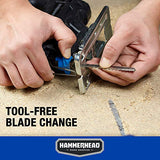 Hammerhead 4.8-Amp 3/4 Inch Jig Saw with 2pcs Wood Cutting Blades, Variable Speed and Orbital Function - HAJS048 Hammerhead