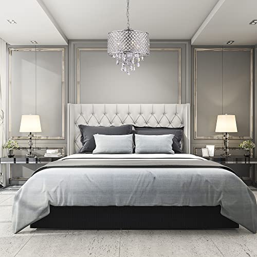 Edvivi Marya 4-Lights Chrome Round Crystal Chandelier Ceiling Fixture | Beaded Drum Shade Edvivi