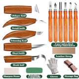 Wood Carving Kit 16PCS Wood Carving Tools Hand Carving Knife Set with Anti-Slip Cut-Resistant Gloves, Whittling Knife - Wood Carving Kit with Tools. Aimery