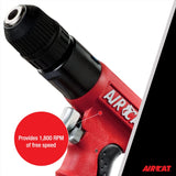 AIRCAT Pneumatic Tools 4338 .6 HP 3/8-Inch Composite Reversible Drill with Jacobs Chuck 1,800 RPM AIRCAT