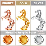 Wadities Acrylic Paint Metallic, 3pcs 125g Gold & Silver & Bronze, Gold Leaf Paint for Art Painting, Ideal for Canvas, Wood, Clay, Fabric, Ceramic, Wadities