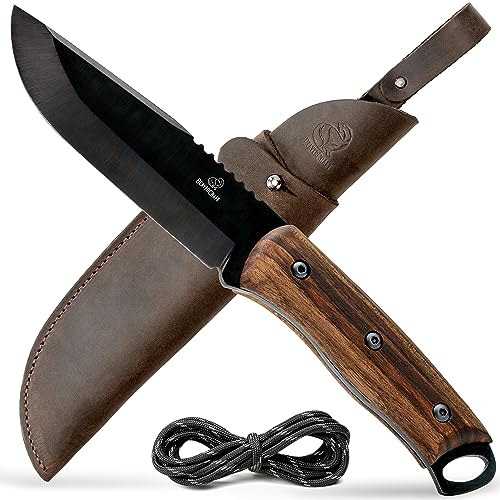 BeaverCraft Bushcraft Knife for Men Camping Knife Survival Fixed Blade Knife with Sheath Full Tang Knife Carbon Steel Camp Knife Tactical Bush Knife BeaverCraft