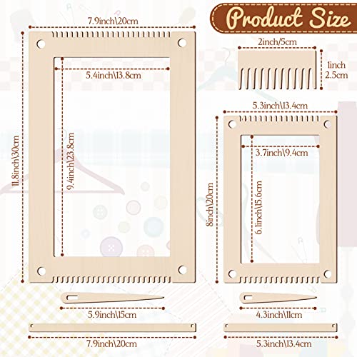 Juexica 7 Pcs Weaving Loom Kit Small Weaving Loom Weaving Loom for Kids Beginners Wooden DIY Weaving Loom with Wooden Weaving Stick Weaving Comb and Juexica