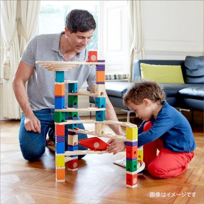 Hape Quadrilla Wooden Marble Run Construction - Vertigo - Quality Time Playing Together Safe and Smart Play for Smart Families,Multicolor - WoodArtSupply