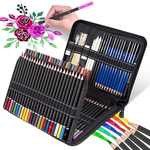 TanSon Drawing Kit,98PCS Drawing & Art Supplies Kit-Include Graphite Sketch Pencils,Colored Pencils,Charcoal Pencils Art Set and Portable Case,Ideal - WoodArtSupply