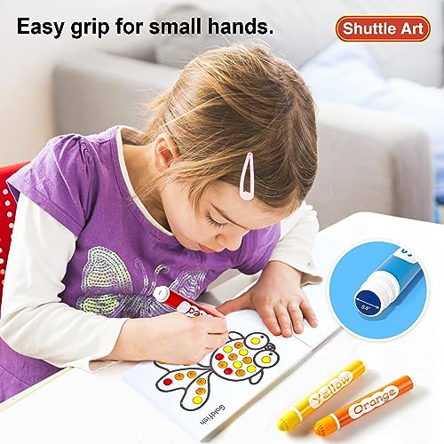 Shuttle Art Dot Markers, 36 Colors Washable with 135 Activity Sheets, 5 Activity Books, Fun Art Supplies for Kids Toddlers and Preschoolers, Non Shuttle Art