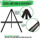 U.S. Art Supply 12" High Black Wood Display Stand A-Frame Artist Easel (Pack of 4) - Adjustable Wooden Tripod Tabletop Holder Stand for Canvas, US Art Supply