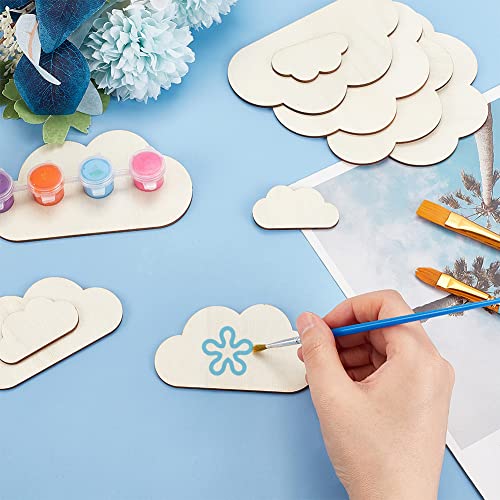 OLYCRAFT 36pcs 3 Sizes Unfinished Wood Slices Cloud Shape Wooden Pieces Unfinished Blank Slices Natural Wood Cutouts for DIY Project Painting Drawing