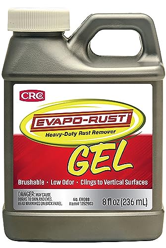 CRC Evapo-Rust Gel Rust Remover, 8 Fl Oz, Rust Remover for Vertical Surfaces, Eliminates Oxides from Aluminum, Cast Iron, and Steel