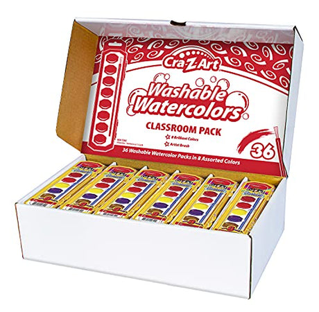 Cra-Z-art Washable Watercolor Classroom Pack, 8-Color Kits (Assorted Colors), 36 Kits/Box Cra-Z-Art