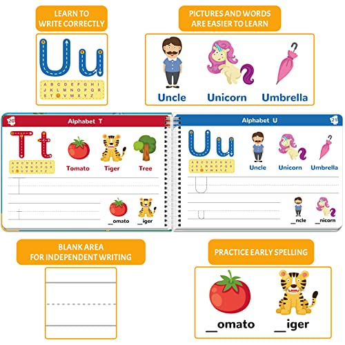 Handwriting Practice Book for Kids, Toddler Preschool Learning Activity for 3 4 5 Year Old, Kindergarten Educational Toys, Montessori Toys Learn ABERLLS
