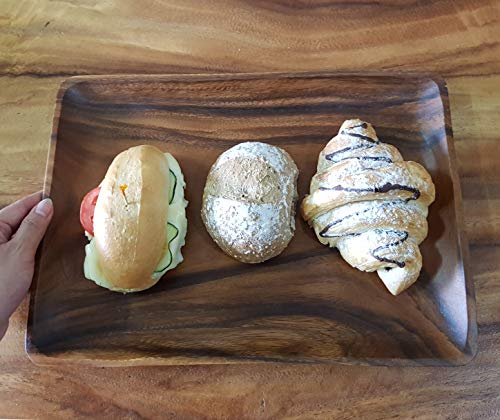 Wrightmart Wooden Trays, Set of 2, Decorative Rustic Food, Fruit, and Snack, Charcuterie-Appetizer Servers – Perfect Kitchen, Ottoman or Coffee Table WRIGHTMART